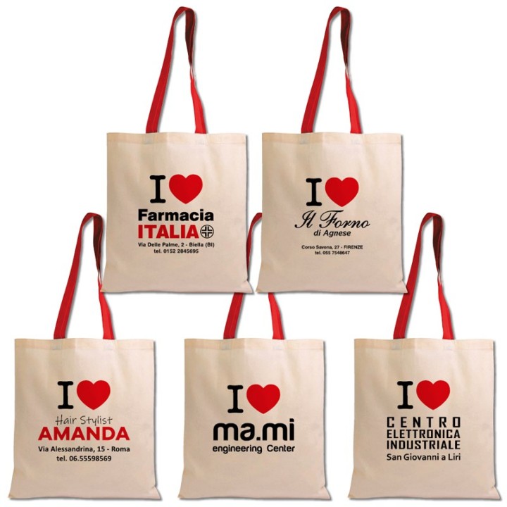 Art. 16122LOVE - Shopper I LOVE in Cotone 38x42 cm.