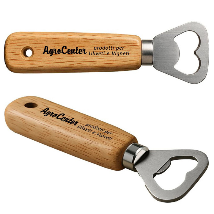 Apribottiglie in metallo e legno