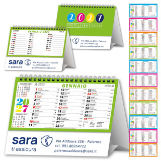 Art. H015 - Calendarietto Trimestrale da Tavolo Spirale Svedese