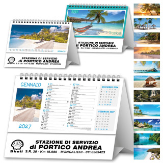 Art. SP25 - Calendarietto Trimestrale da Tavolo Spirale Paesaggi Tropicali