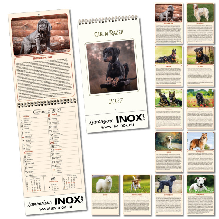 Art. H036 - Calendario Passafoglio Anticato Cani di Razza