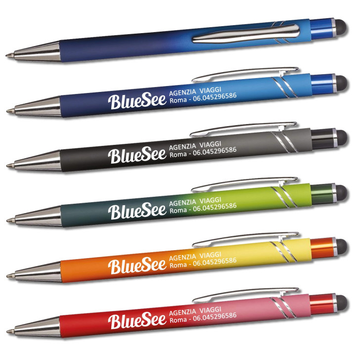 Art. 26805 - Penna in Alluminio Gommato Sfumato Refil Nero.